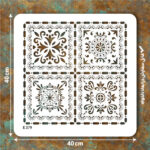 شابلون طرح کاشی مربع کد E 379 ابعاد 40*40