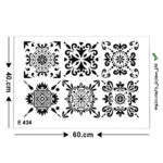 شابلون طرح کاشی مربع کد E 424 ابعاد 60*40