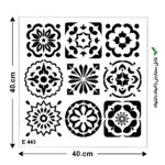شابلون طرح کاشی مربع کد E 443 ابعاد 40*40
